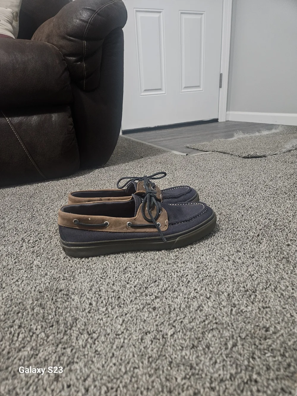 Sperry Navy and Brown Leather-Trim Boat Shoes
